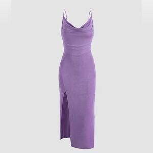 Cider Solid Cowl Neck Slit Maxi Dress Size XL